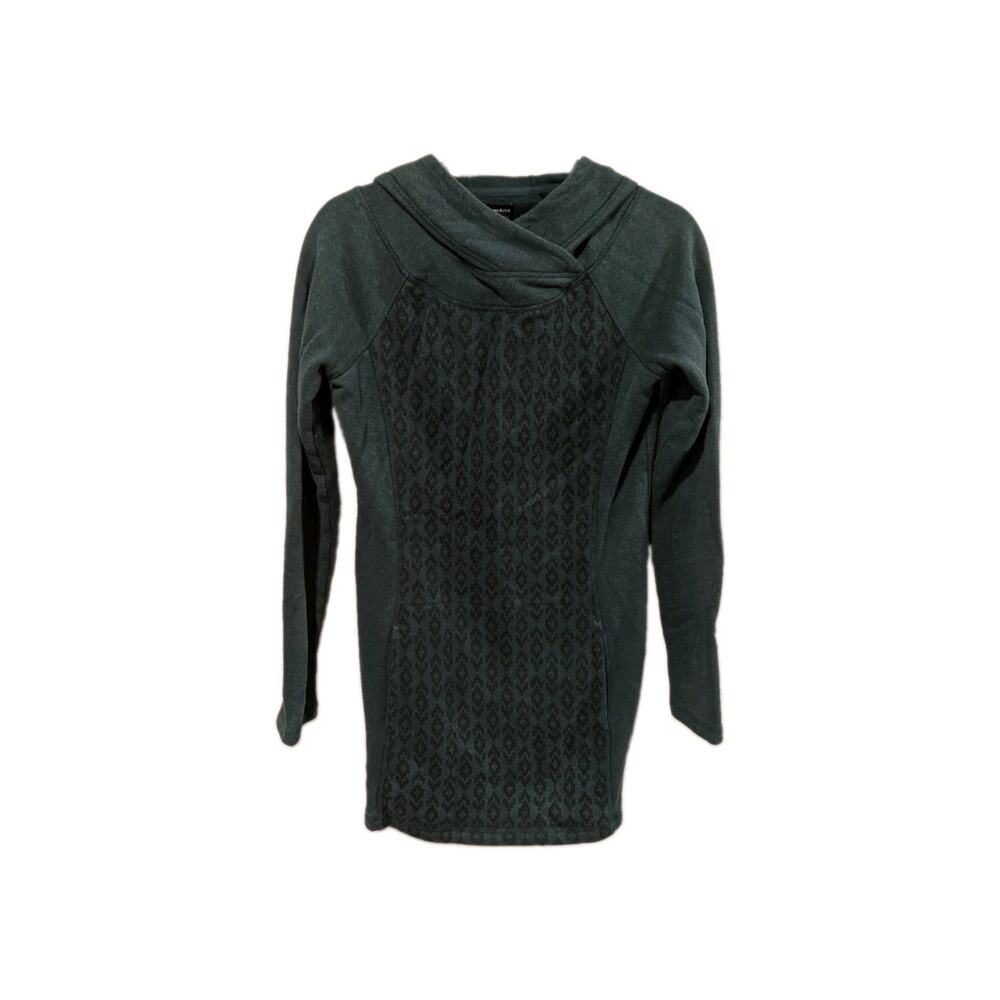 Prana Womens Size XS Geometric Print Pullover Hoodie Daily Tunic Dress Green